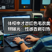 体模申才恩红色毛衣美照曝光：性感香肩引热议（图1）